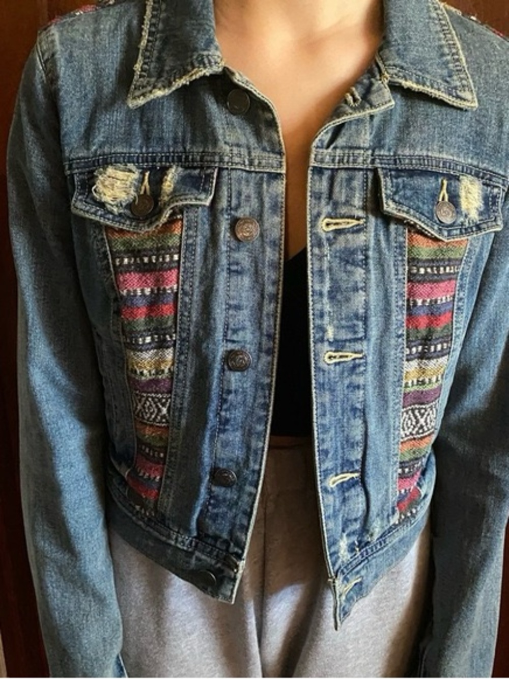 Free people distressed baha denim jacket
